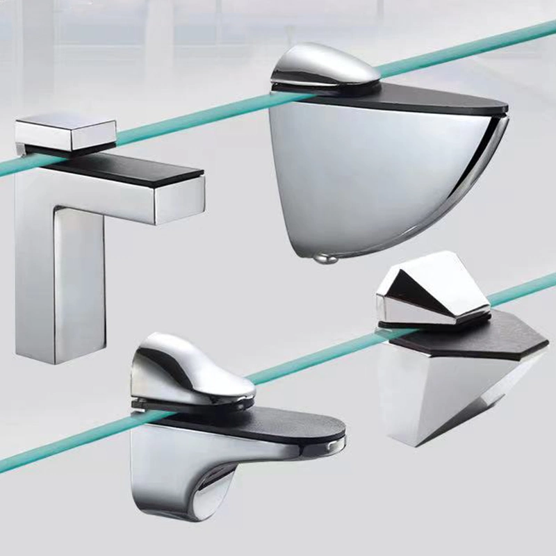 Zinc Alloy Glass Furniture Hardware Fittings Glass Shelf Bracket Adjustable Bright Chrome Glass Holders Supports Glass Clamp