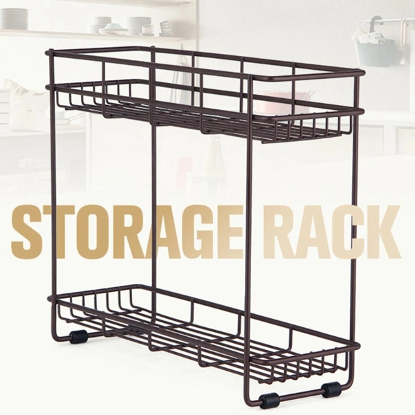 2-Tier Metal Spice Rack Kitchen Bathroom Countertop Storage Organizer Shelf Holder