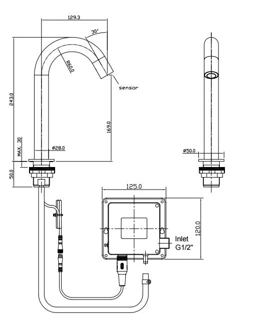 Hot Sale Matte Black Sensor Faucet Deck Mount Bathroom Lavatory Basin Tap