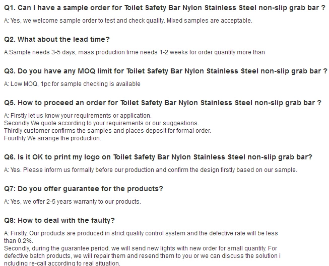Safety Stainless Steel Handicap Bar Grab Rails