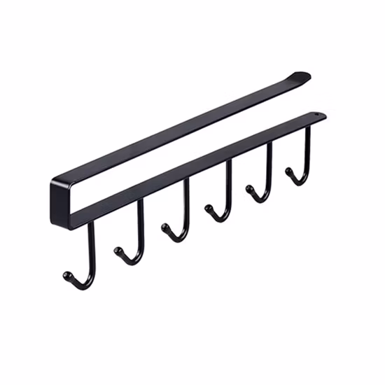 Storage Racks Cabinet Hook Cup Holder with 6 Hooks Double Row Hanging Hook for Kitchen Spoon Coffee Cup Organizer Clothes Shelf