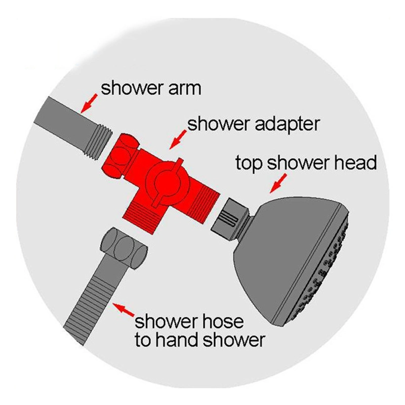 3 Way Adjustable Hand Shower Water Diverter/Adapter with Bracket /Holder