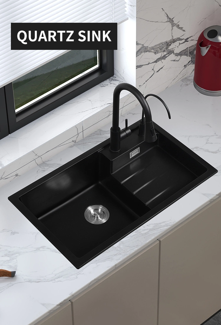 8046 China Supplier High Grade Handmade Rectangular Black Quartz Sink Kitchen Sink Kitchenware Kitchen Sink