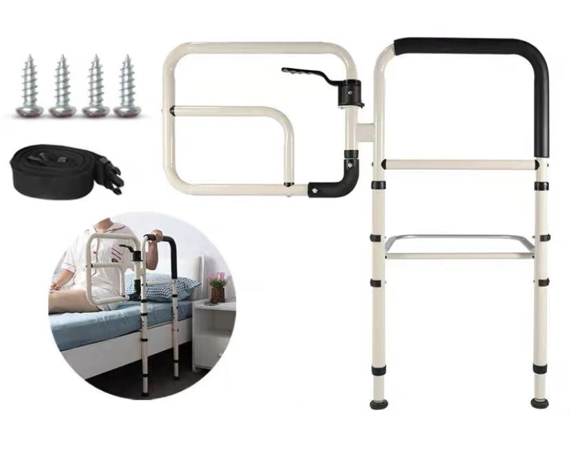 Safety Rail Wheelchair Assist Home Furniture Bed Rail with Adjustable Handle Height and 90&deg; Rotation Rehabilitation Equipment