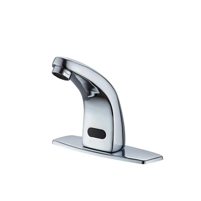 Factory Bathroom Touchless Auto Brass Deck Mounted Infrared Sensor Water Electric Faucet Taps F-802-1