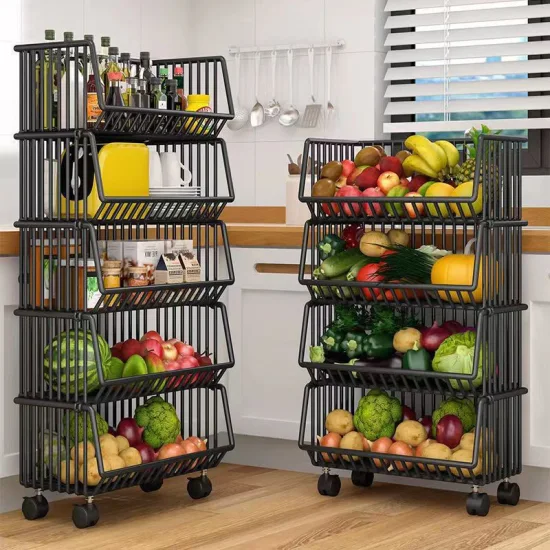 Kitchen Organizer Trolley Rotating Square Fruit Vegetables Basket Bowl Storage Fruit Kitchen Vegetable Storage