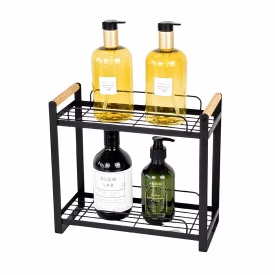 2-Tier Metal Spice Rack Kitchen Bathroom Countertop Storage Organizer Shelf Holder