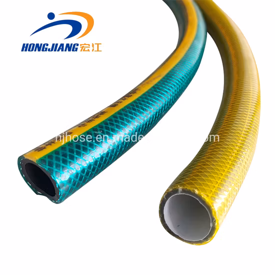 PVC Fiber Braided Reinforced Flexible Garden Water Pipe Hose with Brass Connector